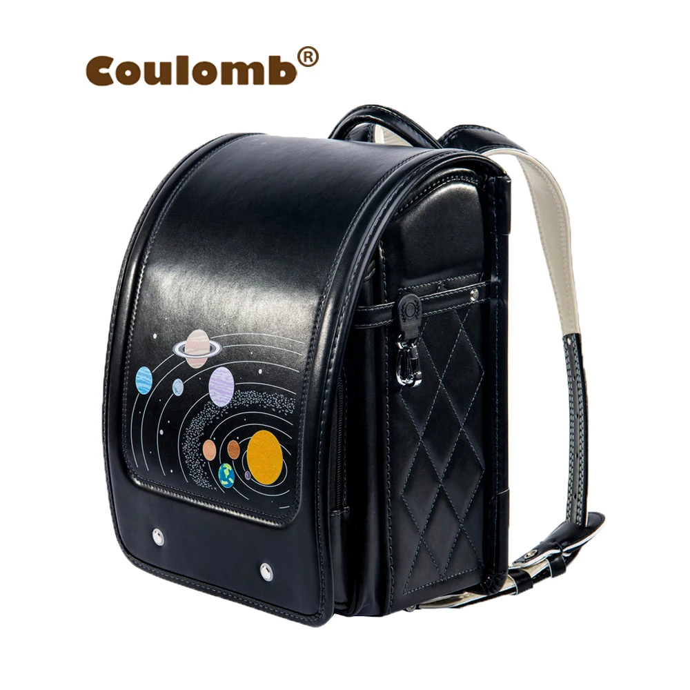 Coulomb Children Black Backpack For Boy School Bag Hasp Character Orthopedic Randoseru Japanese ...