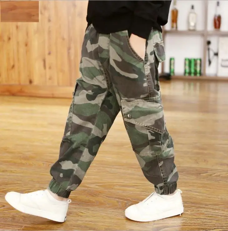 

Spring and Autumn Boys Pants Big Boy Camouflage Overalls Spring 2019 New Children Elastic Band Casual Pants Big Boy Pants