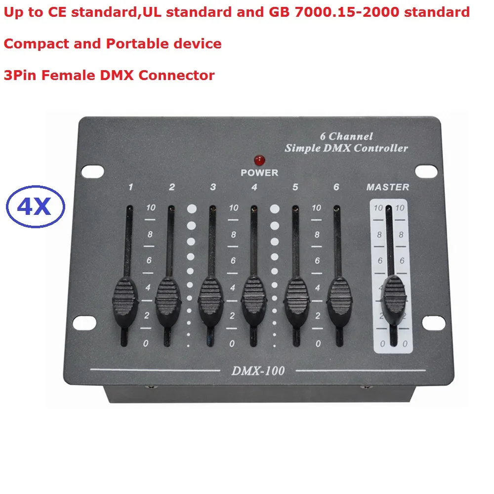 4 шт./партия портативное Новое сценическое осветительное оборудование 6 каналов простой DMX пульт управления движущаяся голова луч светодиодные лампы par Банки