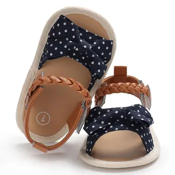 

Summer Anti-slip Sandal Shoes Bowknot Decoration Prewalker Baby Unisex Ankle-wrap Hook & Loop Tape Infant Sandals
