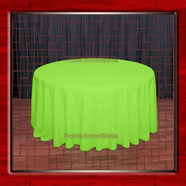 Hot 132 R Neon Green Round Table Cloth Polyester Plain Hot 132 R Neon Green Round Table Cloth Polyester Plain Cover For Wedding Events Party Decoration Supplier