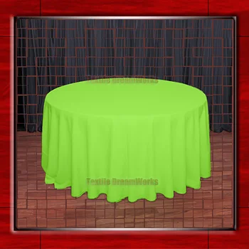 

Hot Sale 132" R Neon Green Round Table Cloth Polyester Plain Table Cover for Wedding Events &Party Decoration(Supplier)