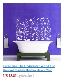 Большая Русалочка под морем Наклейка на стену, океанская рыба морские водоросли Медузы животные виниловые наклейки на стену художественная роспись, наклейка для ванной комнаты B-36