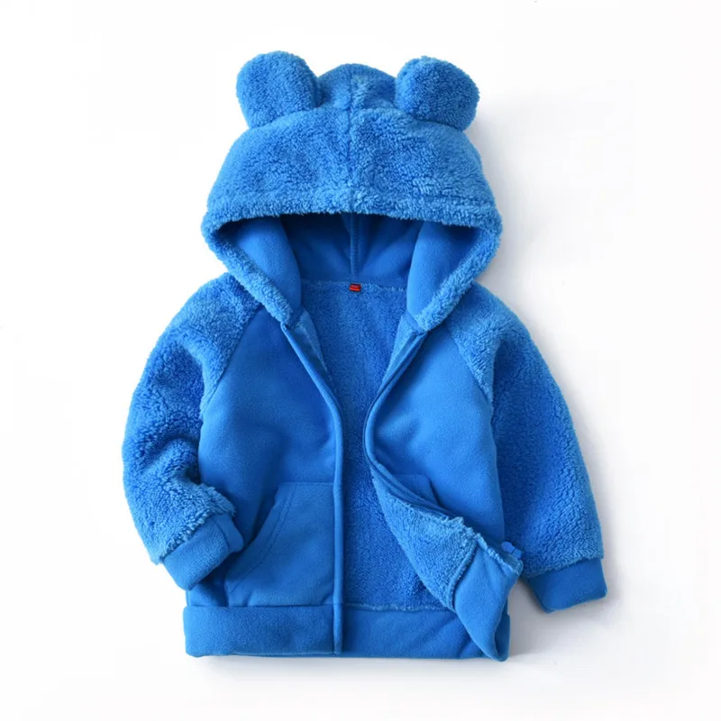Новинка; одежда для маленьких мальчиков и девочек; зимние куртки; пальто из флиса; коллекция года; детские толстовки с капюшоном; Верхняя одежда для детей; Одежда для мальчиков и девочек - Цвет: T1688 blue