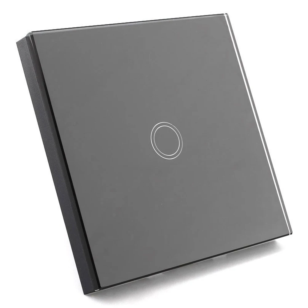 

Light switch with wall switch touch-screen glass remote control 1-way single black switch