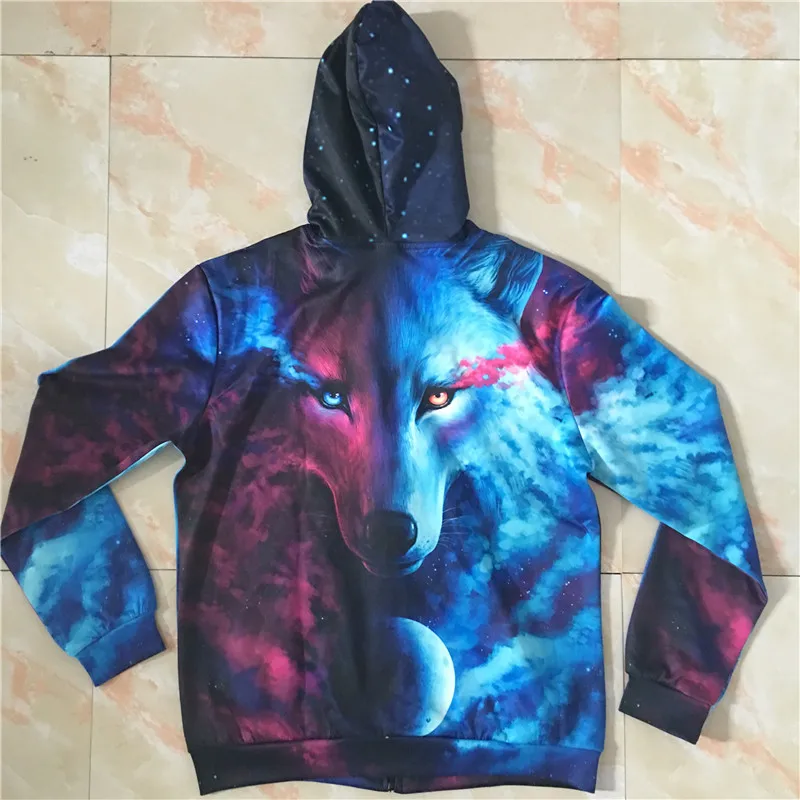 Толстовка мужская с капюшоном на молнии светильник принтом волка|zipper hoodie men|brand