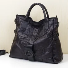 Женская Черная сумка из коровьей кожи, брендовая модная винтажная сумка через плечо, повседневная сумка для путешествий, брендовая дизайнерская деловая сумка