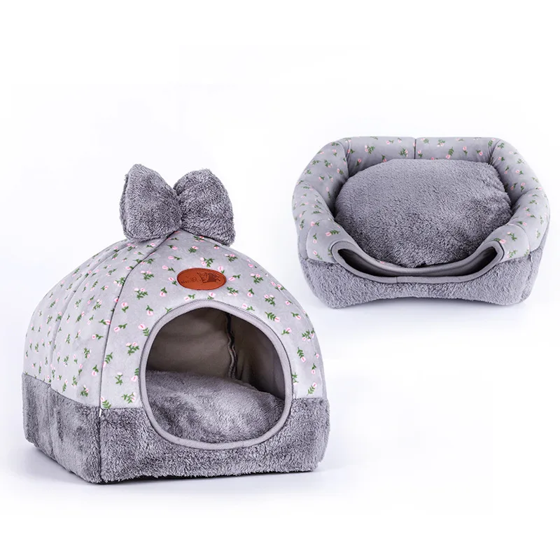В форме домика домик для собак гнездо с ковриком складная кровать кот Кровать для домашних животных домик для маленьких средних собак клетка