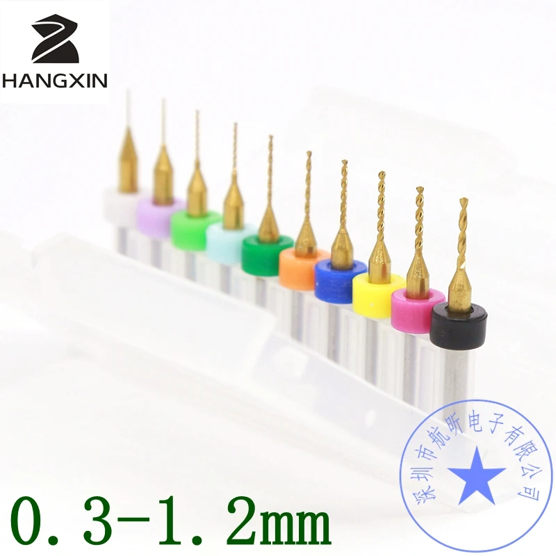 10 Pcs Rivestimento In Titanio Pcb Drill Kit 0.2-1.2Mm, Strumento Router Di Cnc, Carburo Di Tungsteno Metallo Punta Del Trapano Trapano Set Di Strumen