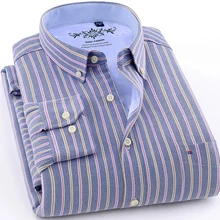 Зима, теплые, Новое поступление, мужские рубашки для работы, полосатые, с длинным рукавом, мужские рубашки, Оксфорд, мужские рубашки, плюс размер 4XL, плотные