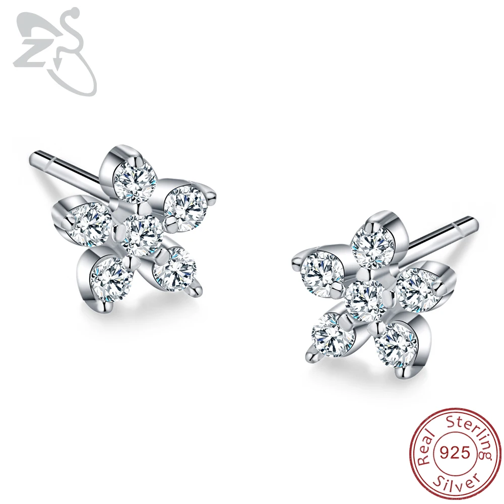 Starfish Cubic Zirconia Ear Studs 925 Sterling Silver With Handmade Prong Setting For Women and Girls