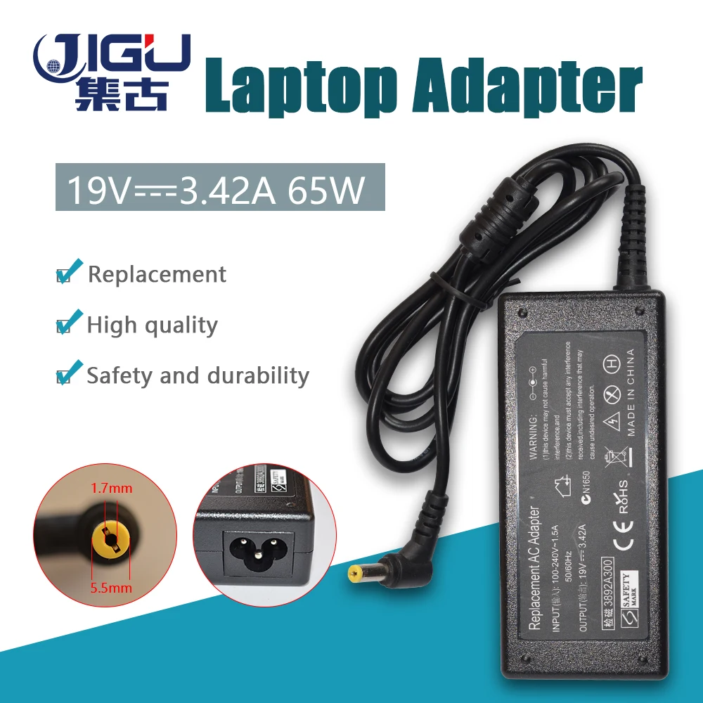 JIGU 19V 3.42A ноутбук Тетрадь Мощность адаптер для acer Aspire Зарядное устройство 5580 5570 5500 3810 т 5500 5570 5560 4730 4715 4810 т 4745 г