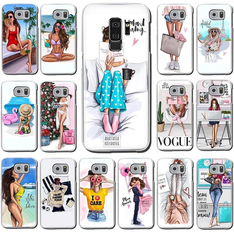 

VOGUE Christmas Princess Girl Female Hard phone cover for Samsung S7 Edge S8 S9 S10 Plus S10e Note 8 9 10 M10 M20 M30 M40