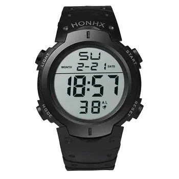 

HONHX Fashion Clock Digital Sport Watch Waterproof Men's Boy LCD Stopwatch Date Silica gel Wrist Watches
