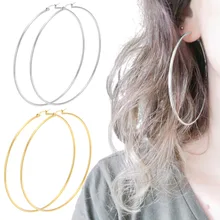 Огромные золотые серьги-кольца для женщин, позолоченные серьги из нержавеющей стали для женщин, большие серьги-кольца для женщин