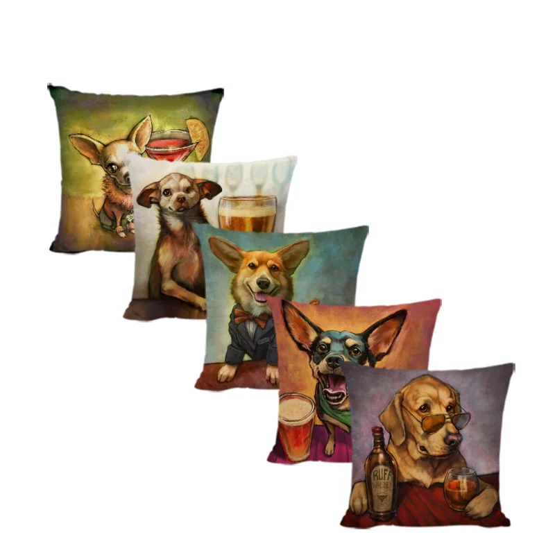 Lovely Pet Corgi Cushion Cover Beer Wine Coffee Golden