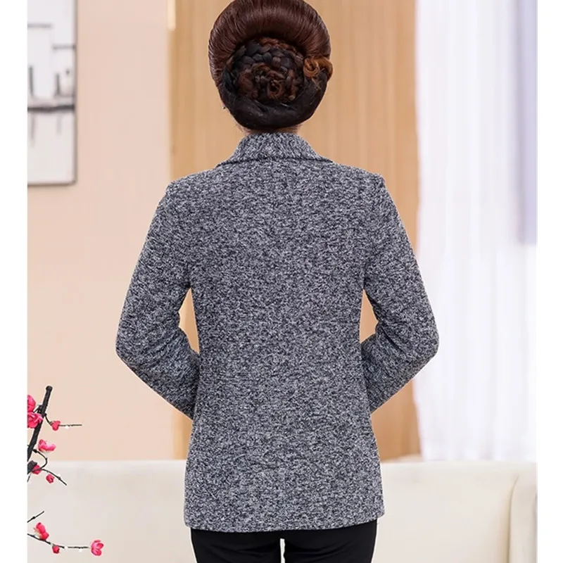 Middle-aged women's Suit collar Jacket Autumn Single-breasted Slim Long-sleeved Outerwear Large size 5XL Female Casual Tops 2129