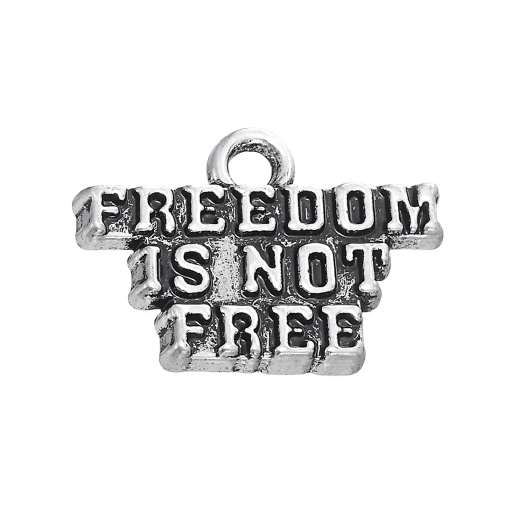 EUEAVAN 30pcs Antique Silver Plated Alphabet Idiom Charm FREEDOM IS NOT FREE DIY Message Pendant For Jewelry Handmade Gift | Украшения и