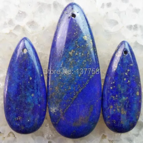 

(Min. Order is $10) 3pcs Lapis Lazuli Teardrop Pendant Bead Set SAM1774