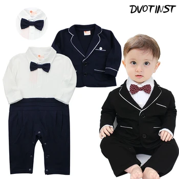 

Baby Boys Clothes Winter Gentleman Romper+Coat 2pcs Set Outfits Infantil Event Wedding Jumpsuit Party Birthday Clothing Costume