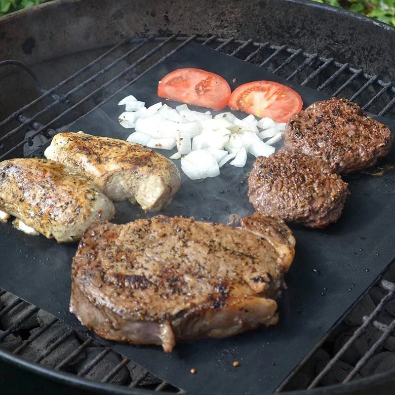 1 pcs glass fiber Non-stick BBQ Grill Mat Barbecue Baking Liners Reusable Cooking Sheets | Дом и сад