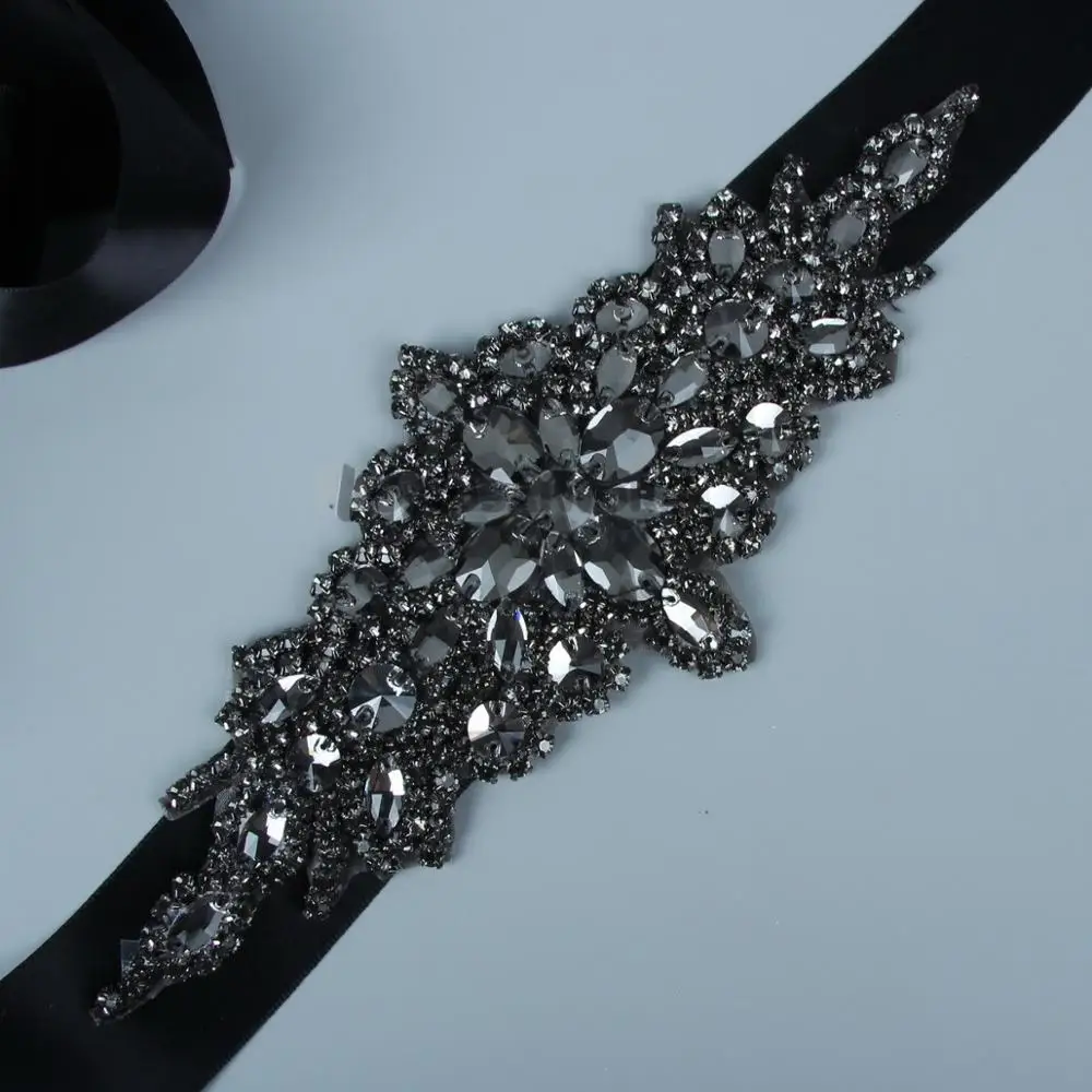 black bridal belt