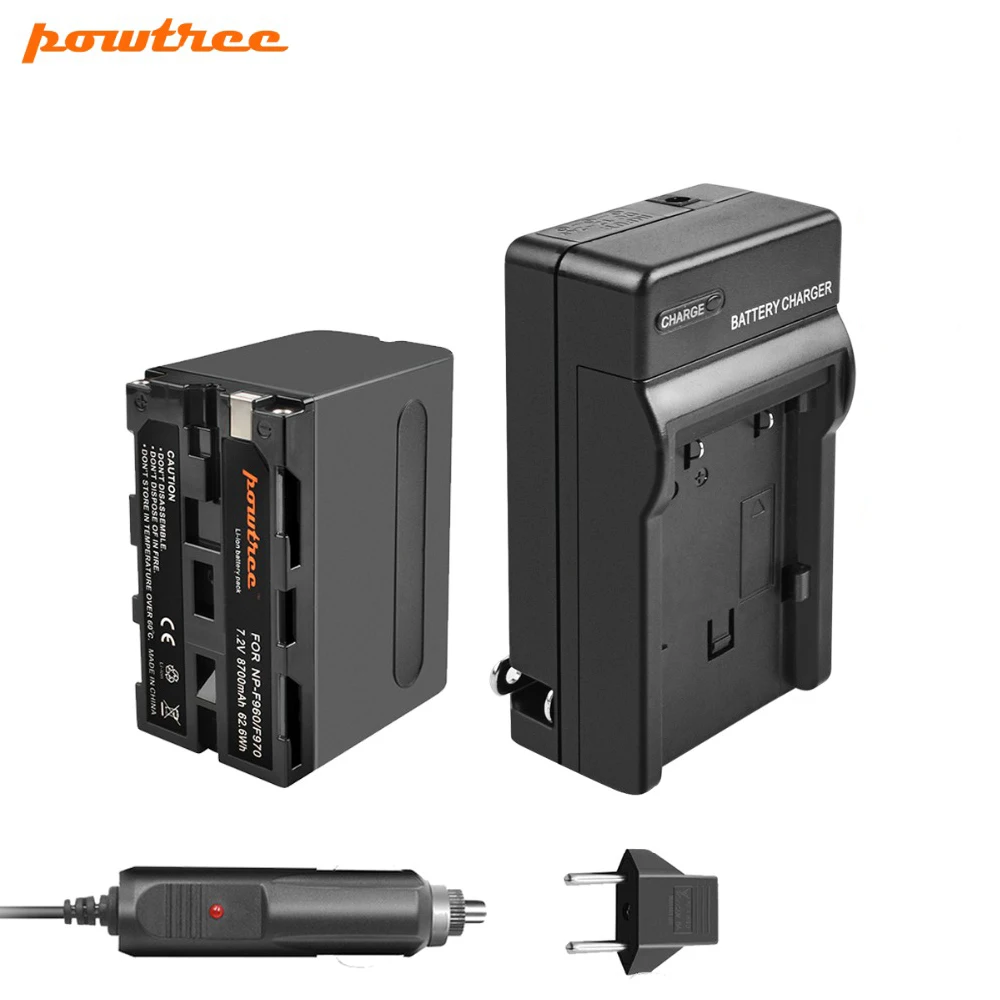 Powtree для sony 7,2 V 8700 мА/ч, NP-F960 NP-F970 Батарея+ Зарядное устройство Замена аккумуляторов NP F960 F970 F950 NP F750 PLM-100 CCD-TRV35 MVC-FD9