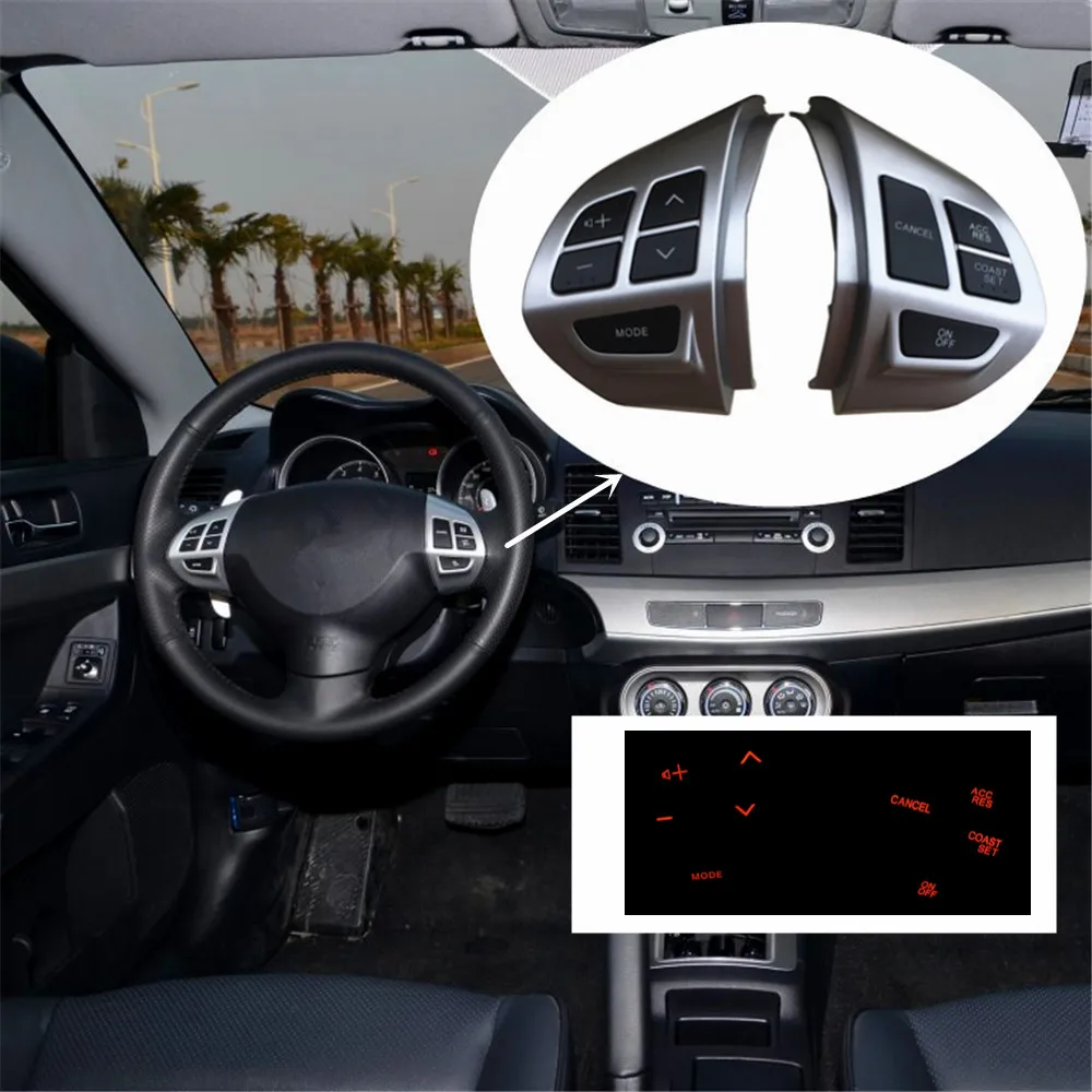

Sliver steering wheel Botton for Mitsubishi Outlander / ASX / Lancer x Bluetooth Phone Cruise Control switch