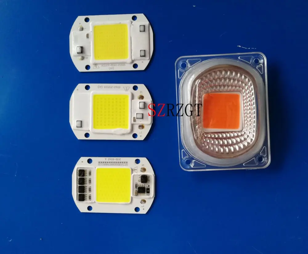 Светодиодный чип COB для выращивания белого чипа+ Отражатель объектива 50 Вт 30 Вт 20 Вт 110 В/220 В для Светодиодный прожектор DIY Наружный свет