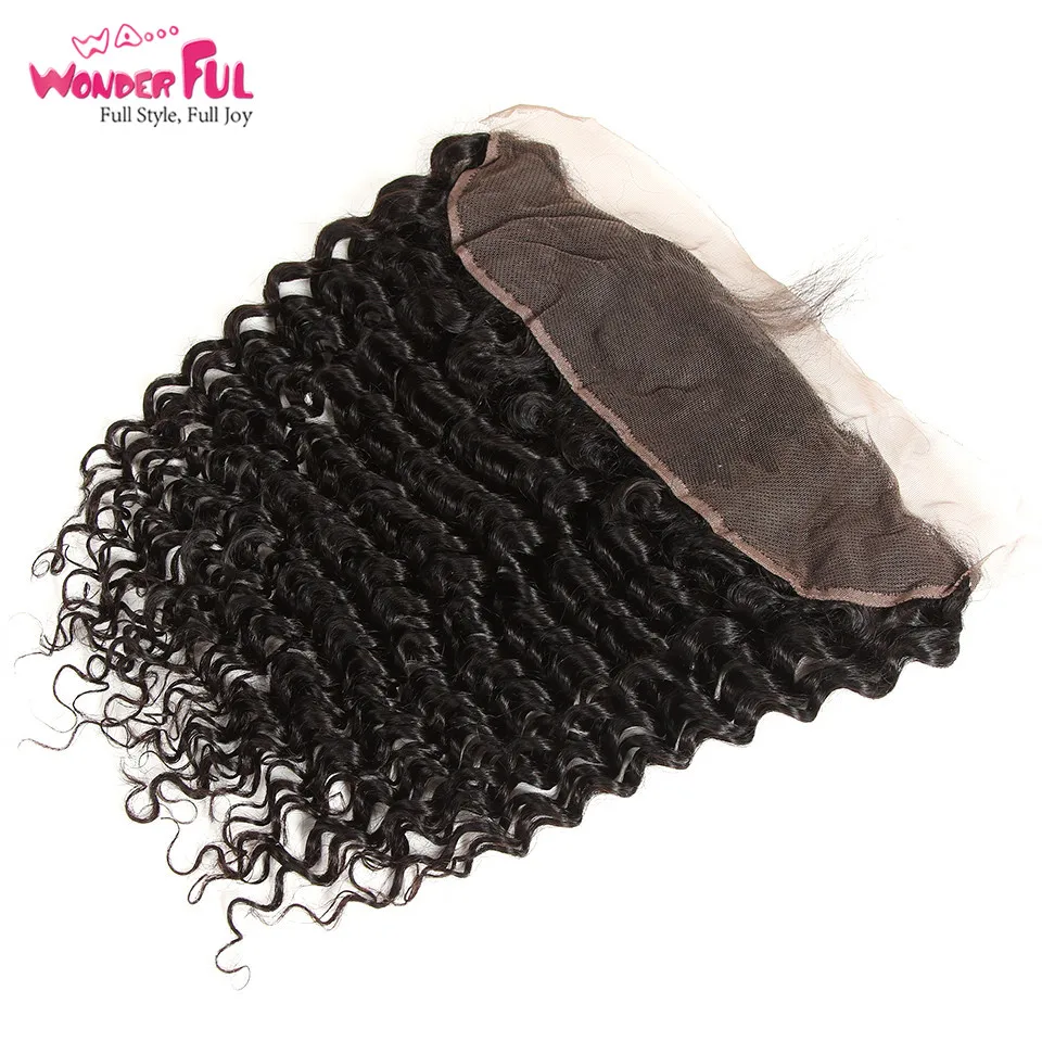 WA...Wonderful Brazilian Deep Wave Frontal Closure Remy Human Hair Frontal 13x4 Lace Frontal Closure With Baby Hair 8-20 Inch