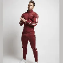 2019  Spring and fall new cotton men's black leisure Gyms sports outdoor running training zipper suit stand collar