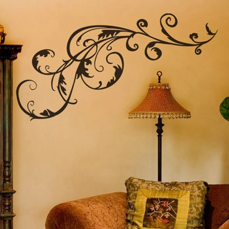 free shipping Decorative vinyl flower swirl wall art decal stickers
