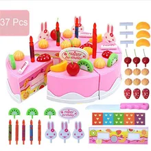 37pcs Pretend Role Play Kitchen Toy Happy Birthday Cake Food Cutting Set Kids