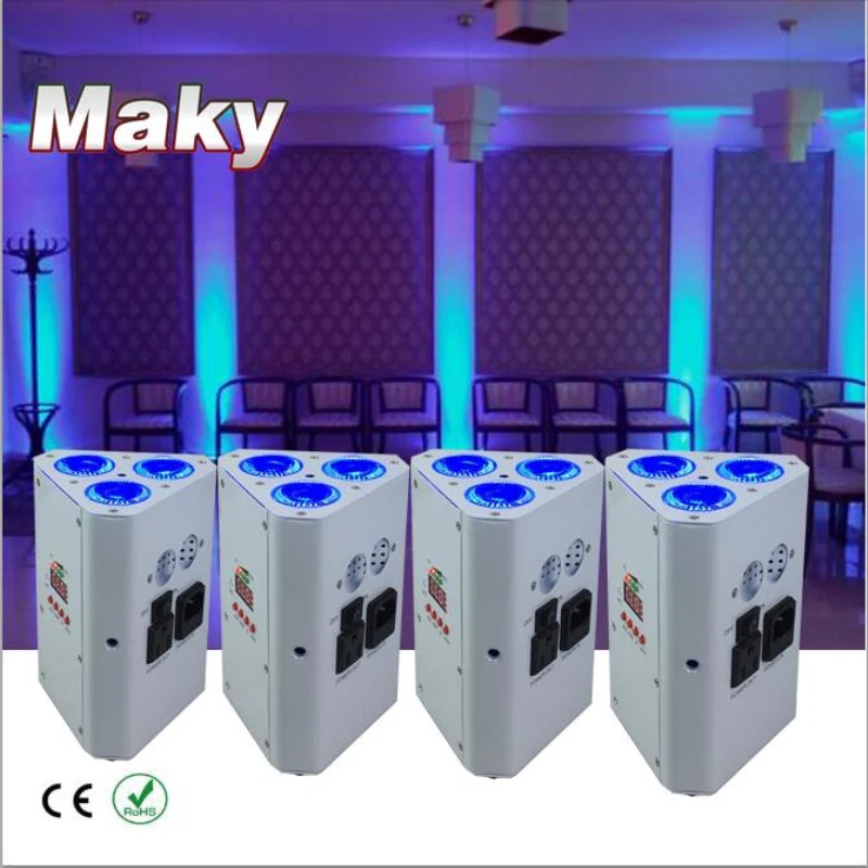 

4pcs carton IR Remote operated Wedge par uplighting stand DJ wedding RGBWA UV led battery wireless dmx