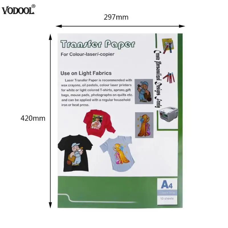 10 шт A3 лазерной передачу тепла Бумага само прополка Бумага для футболка фартуки сумки Термальность переводы Бумага художественных
