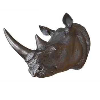 

European American Antique Rhinoceros Wall Hanging Upscale Bar Home Decorations Animal Wall Decoration Creative Rhino Head