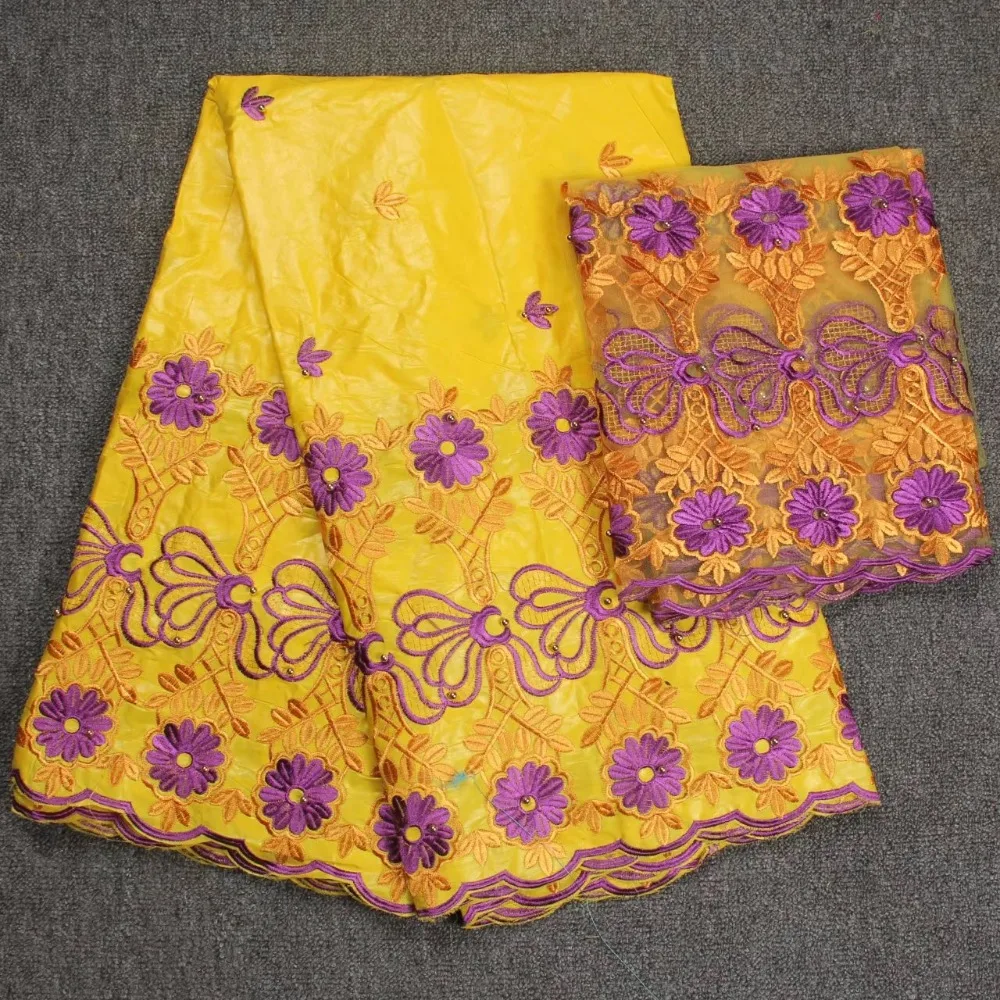 

5+2 Yard Flower Bazin Riche Getzner 2018 High Quality African Lace Fabric With Beads Nigeria lace fabric For lady lw1-70