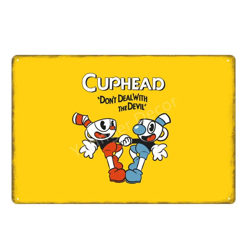 Видео игры Funko поп Cuphead металлический плакат Mugman дьявол легендарная чаша настенная печать оловянные знаки домашний декор детский подарок YD045 - Цвет: YD1030