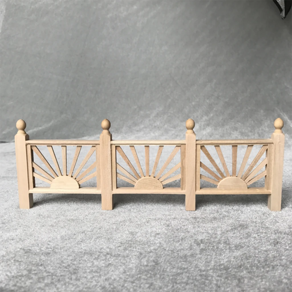 1/12 Dollhouse Scale Miniature Wood Rail Fence Miniature Unpainted Wooden Rail Barrier Garden Decor for Dollhouse Garden Decor
