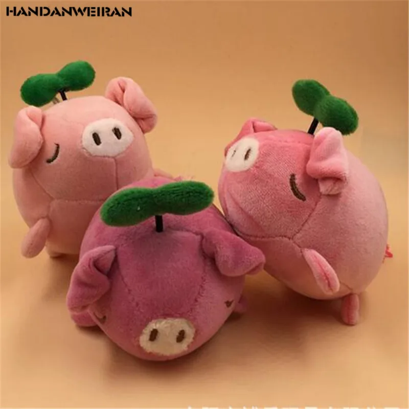 

HANDANWEIRAN 1PCS 11CM Mini Cute Soft Down Cotton Pendant Leaf Pig Plush Toy Key Ring Doll Grab Machine Toys Wedding Gift