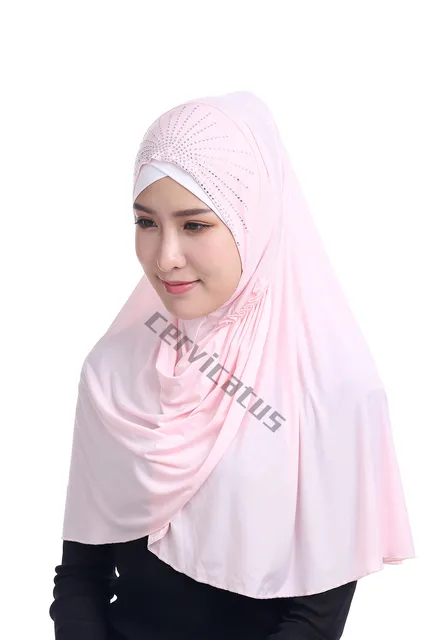 Mode Musulman Coloré Hijab Amira Foulard Islamique Hijab Cristal Une Pièce Solide Couleur Underscarf Khimar Jilbab