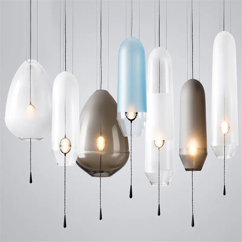 

Modern Glass Pendant Lights Smoke Grey Blue Suspension Lamp For Living Room B Bar Cafe Store Hotel Home Pendant Lighting H046