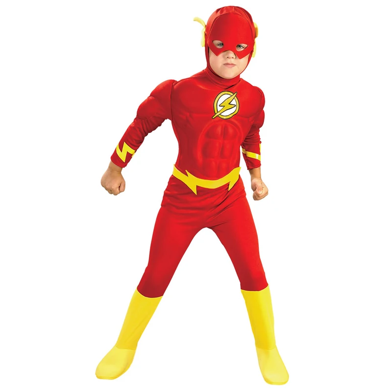 Мальчик Flash Muscle красивый наряд супергероя Дети Фэнтези Лига Справедливости DC комедия карнавал вечерние Хэллоуин Костюмы для косплея