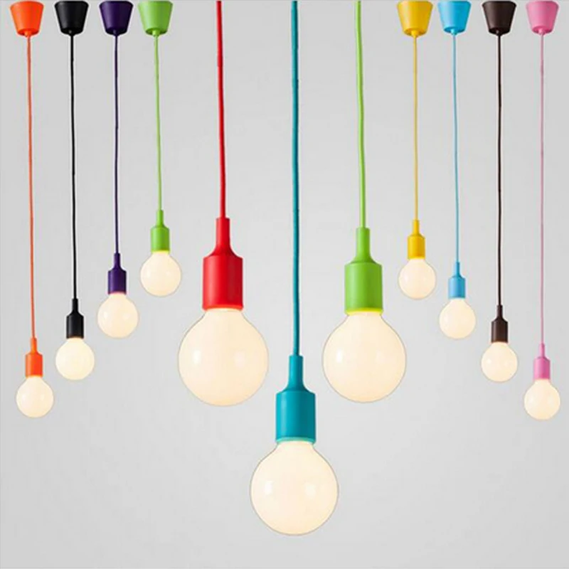 

Modern Colorful Pendant Lights Dining Room Pendant Lamps Silica Gel Material Thirteen Colors E27 Holder AC90-260V