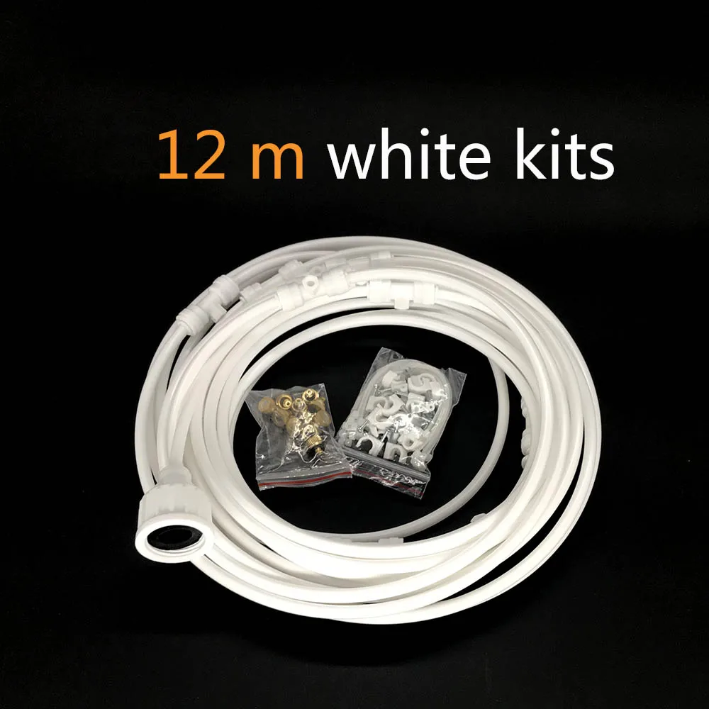 Открытый запотевание система охлаждения комплект для теплицы сад патио водяного орошения Mister Line 6 M-18 M системы - Цвет: white 12m kits