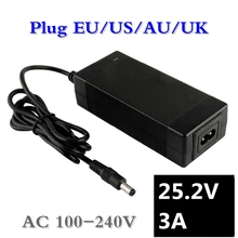 100-240V DC25.2V 3A polymer lithium battery charger DC 5.5MM*2.1MM Portable Charger EU/AU/US/UK Plug