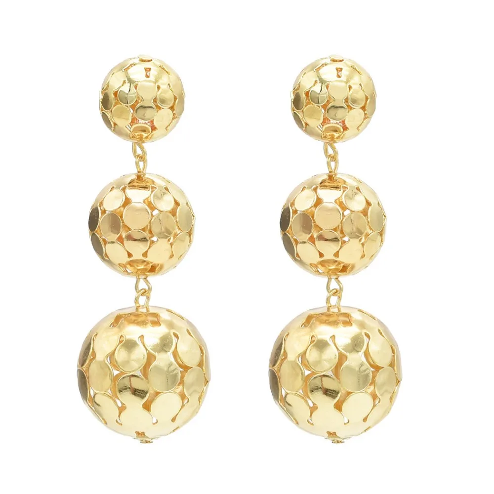

Elegant 2 Colors Korean Silver Gold Hollow out Balls String Pendant Dangle Earrings Long Drop Earrings Personality Women Jewelry