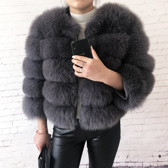 2021 new style real fur coat 100% natural fur jacket female winter warm leather fox fur coat high quality fur vest Free shipping 3