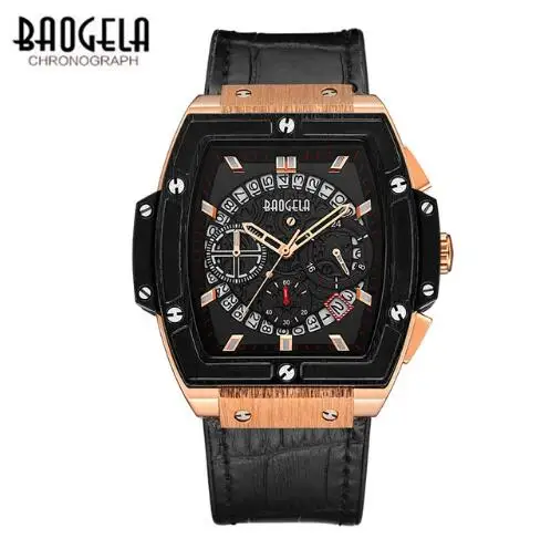 

Baogela Chronograph Watch Men Sport fashion Quartz WristWatches Leather hot Luxury Brand Date Indicator Waterproof For Men 1703