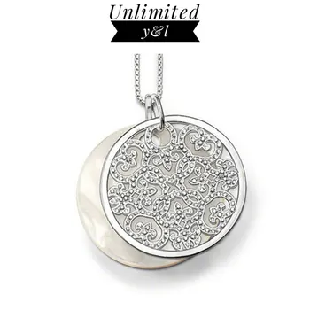 

Shell Flower Ornament Disc Pendant Necklaces for Women Silver Fashion Good Jewelry Chokers Necklaces Gifts
